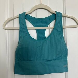 RBX Blue Racerback Sports Bra with Ribbed Texture